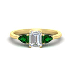 Load image into Gallery viewer, 3 Stone Emerald Cut Lab Diamond Cathedral Ring With Pear Accents