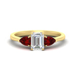 Load image into Gallery viewer, 3 Stone Emerald Cut Lab Diamond Cathedral Ring With Pear Accents