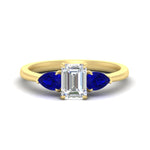 Load image into Gallery viewer, 3 Stone Emerald Cut Lab Diamond Cathedral Ring With Pear Accents