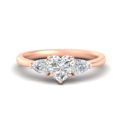 Cathedral Heart 3 Stone Ring With Pear Accents
