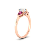 Load image into Gallery viewer, pear-diamond-cathedral-heart-shaped-engagement-ring-with-pink-sapphire-in-rose-gold-fdenr9210htrgsadrpiangle2-nl-rg
