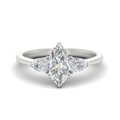 Marquise Cut Pear 3 Stone Cathedral Engagement Ring
