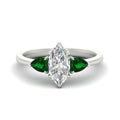 Thumbnail 61 - 3 Stone Marquise Cut Lab Diamond Cathedral Ring With Pear Accents