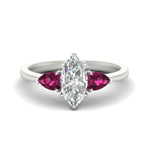 Load image into Gallery viewer, Marquise Cut Pear 3 Stone Cathedral Ring
