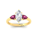 Load image into Gallery viewer, pear-diamond-cathedral-marquise-cut-engagement-ring-with-pink-sapphire-in-yellow-gold-fdenr9210mqrgsadrpiangle5-nl-yg
