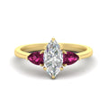 Thumbnail 17 - 3 Stone Marquise Cut Lab Diamond Cathedral Ring With Pear Accents