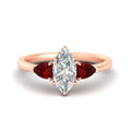Thumbnail 45 - 3 Stone Marquise Cut Lab Diamond Cathedral Ring With Pear Accents