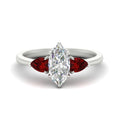 Thumbnail 65 - 3 Stone Marquise Cut Lab Diamond Cathedral Ring With Pear Accents
