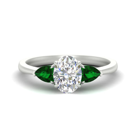 3 Stone Oval Shaped Lab Diamond Cathedral Ring With Pear Accents