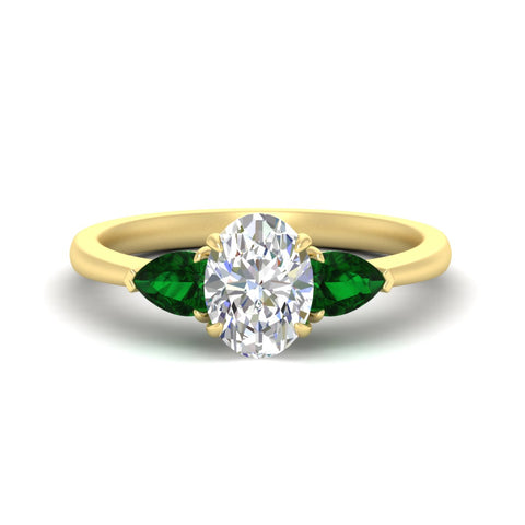 3 Stone Oval Shaped Lab Diamond Cathedral Ring With Pear Accents