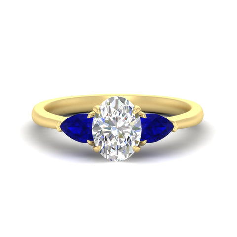 3 Stone Oval Shaped Lab Diamond Cathedral Ring With Pear Accents