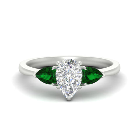 3 Stone Pear Shaped Lab Diamond Cathedral Ring With Pear Accents