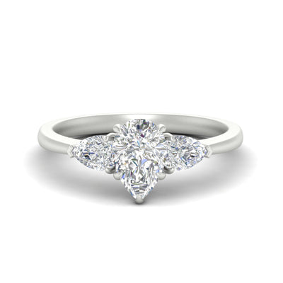 3 Stone Pear Shaped Cathedral Ring With Pear Accents