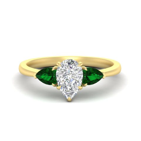 3 Stone Pear Shaped Lab Diamond Cathedral Ring With Pear Accents