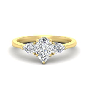 3 Stone Pear Shaped Cathedral Ring With Pear Accents