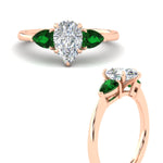 Load image into Gallery viewer, pear-diamond-cathedral-pear-shaped-engagement-ring-with-emerald-in-rose-gold-fdenr9210pergemgrangle3-nl-rg
