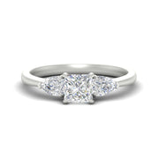 Princess Cut Pear 3 Stone Cathedral Ring