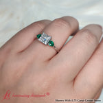 Load image into Gallery viewer, pear-diamond-cathedral-princess-cut-engagement-ring-with-emerald-in-white-gold-fdenr9210pr
