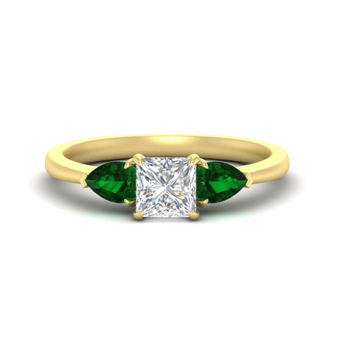 3 Stone Princess Cut Lab Diamond Cathedral Ring With Pear Accents