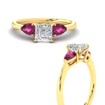Load image into Gallery viewer, pear-diamond-cathedral-princess-cut-engagement-ring-with-pink-sapphire-in-yellow-gold-fdenr9210prrgsadrpiangle3-nl-yg.jpg?v=1758084928
