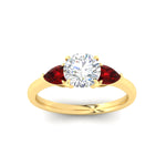 Load image into Gallery viewer, pear-diamond-cathedral-round-cut-engagement-ring-with-ruby-in-yellow-gold-fdenr9210rorgrudrangle5-nl-yg

