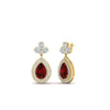 Load image into Gallery viewer, pear-drop-leaf-diamond-double-halo-earrings-with-ruby-in-yellow-gold-FDEAR11368GRUDR-NL-YG