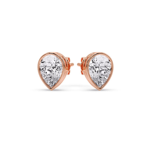 Half Carat Diamond Pear Drop Stud Bezel Earring