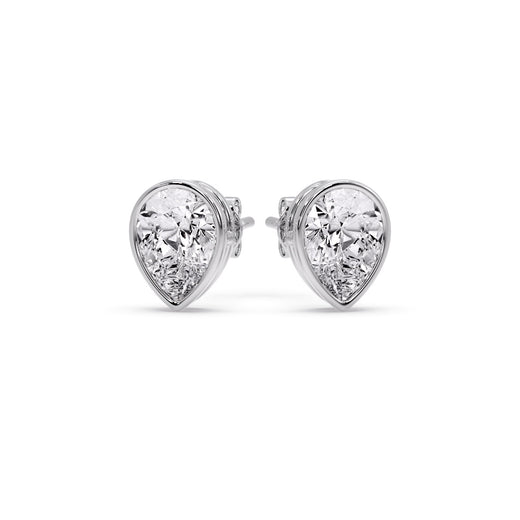 Half Carat Diamond Pear Drop Stud Bezel Earring