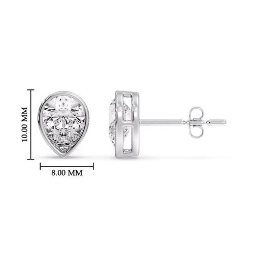 Half Carat Diamond Pear Drop Stud Bezel Earring