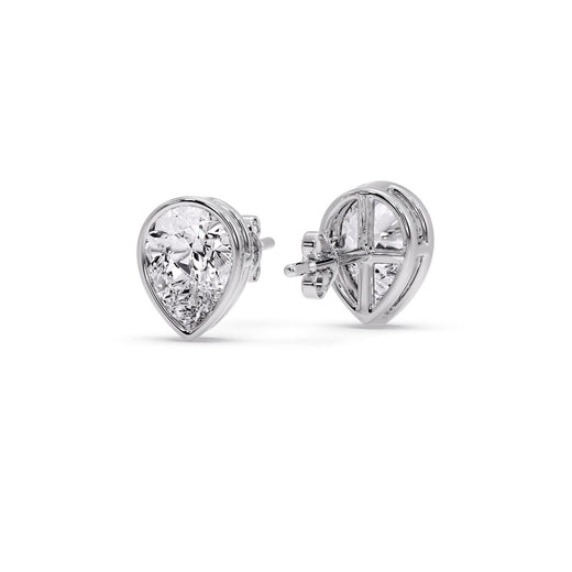 Half Carat Diamond Pear Drop Stud Bezel Earring