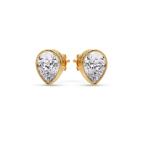 Half Carat Diamond Pear Drop Stud Bezel Earring