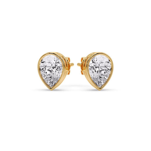 Half Carat Diamond Pear Drop Stud Bezel Earring