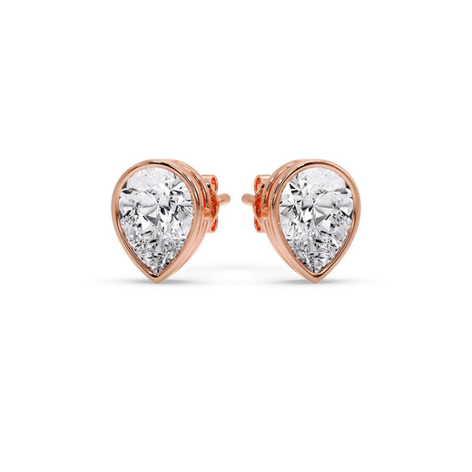 Half Carat Diamond Pear Drop Stud Bezel Earring