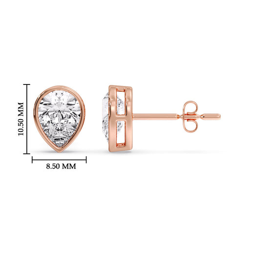 Half Carat Diamond Pear Drop Stud Bezel Earring