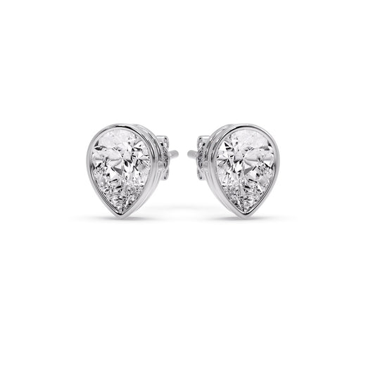 Half Carat Diamond Pear Drop Stud Bezel Earring