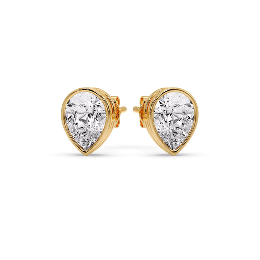 Half Carat Diamond Pear Drop Stud Bezel Earring