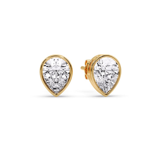 Half Carat Diamond Pear Drop Stud Bezel Earring