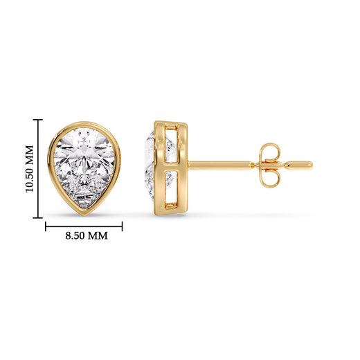 Half Carat Diamond Pear Drop Stud Bezel Earring