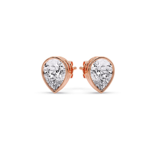 Half Carat Diamond Pear Drop Stud Bezel Earring