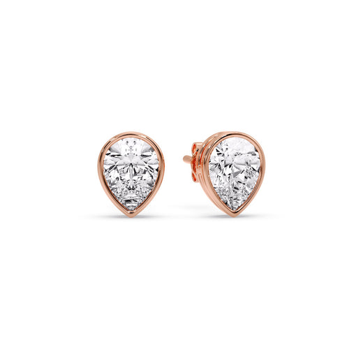 Half Carat Diamond Pear Drop Stud Bezel Earring