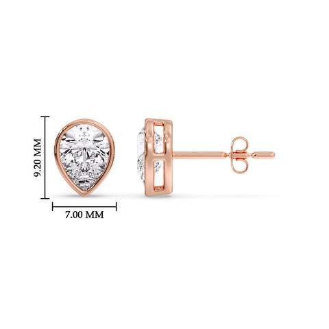 Half Carat Diamond Pear Drop Stud Bezel Earring