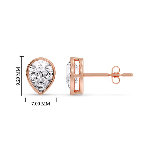 Half Carat Diamond Pear Drop Stud Bezel Earring
