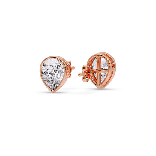 Half Carat Diamond Pear Drop Stud Bezel Earring