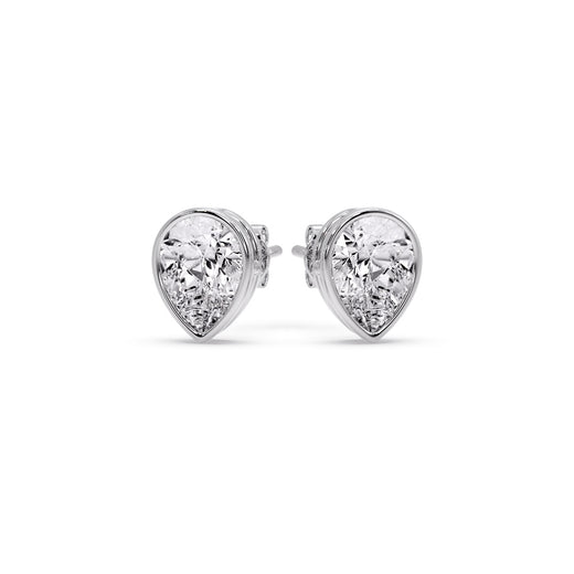 Half Carat Diamond Pear Drop Stud Bezel Earring