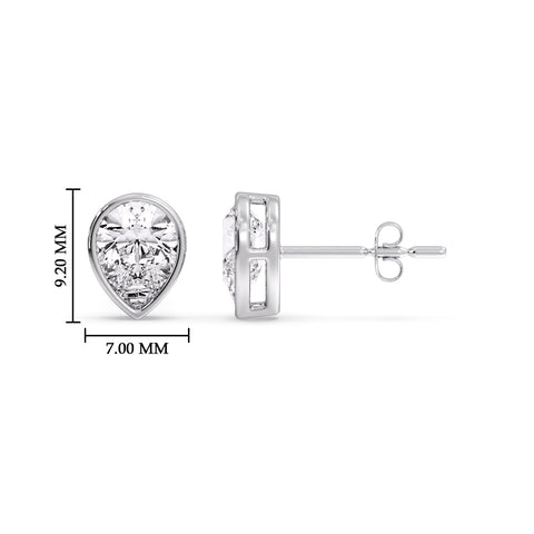Half Carat Diamond Pear Drop Stud Bezel Earring