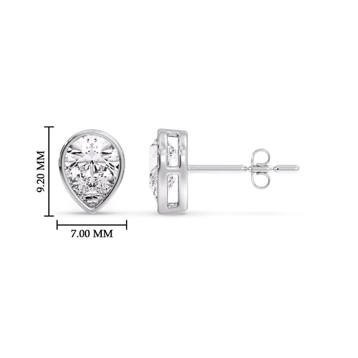 Half Carat Diamond Pear Drop Stud Bezel Earring
