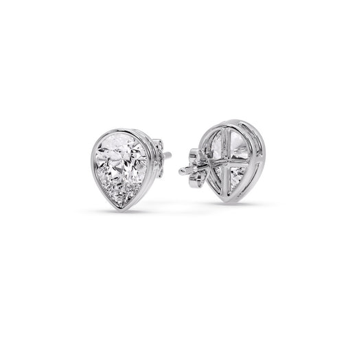 Half Carat Diamond Pear Drop Stud Bezel Earring