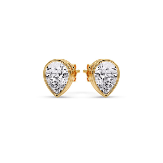 Half Carat Diamond Pear Drop Stud Bezel Earring
