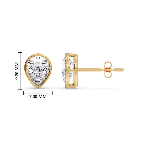 Half Carat Diamond Pear Drop Stud Bezel Earring