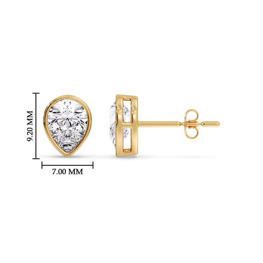 Half Carat Diamond Pear Drop Stud Bezel Earring